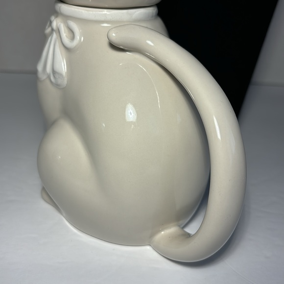 VTG Cat Lidded Teapot By Crowning Touch Collection Japan White 6 5/8” Ceramic - Picture 5 of 10